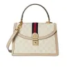 Gucci Ophidia Medium Top Handle Bag Gg Supreme Beige And White 25Cm