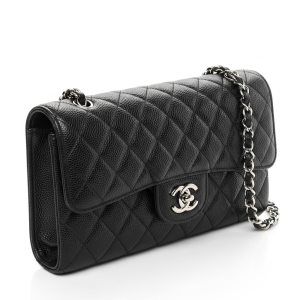 CF Classic Flap Original Litchi Pattern Medium Black Gold