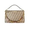 Fendi Olock Zip Dove Browntapestry Fabric Bag