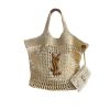 Saint Laurent Raffia Icare Tote Bag in Natural and Brown Gold