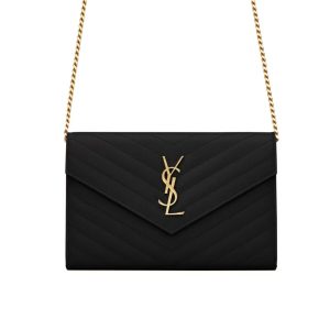 Saint Laurent classic caviar leather envelope bag.