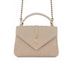 Saint Laurent Collège Medium Chain Bag In Quilted Leather Beige 24Cm