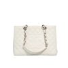 Chanel Bolsa Grand Tote Gold Hardware White 33Cm