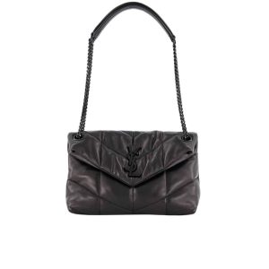 Saint Laurent Puffer Small Chain Bag In Quilted Black Noir